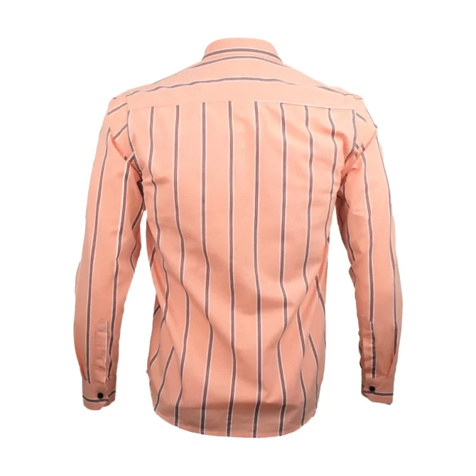 Bawa Style Premium Cotton Light Orange and Black Vertical Line Full sleeve Slim Fit Casual Shirts
