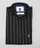 SHIRT0005 Bawa Style Cotton Black Vertical Line Half Slevee Slim Fit Casual Shirts