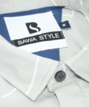 SHIRT0020 Bawa Style Cotton Light Gray Floral Line Half Sleeve Slim Fit Casual Shirts