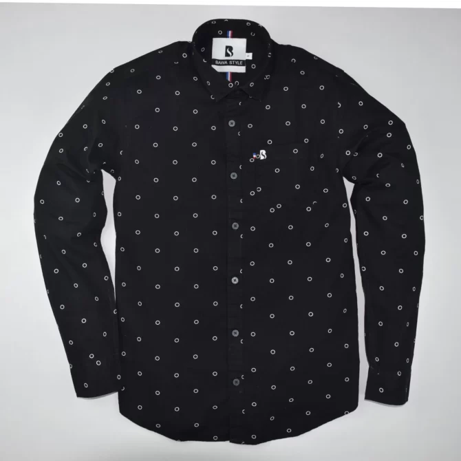 SHIRT0025 Bawa Style Cotton Black Bubbles Full Sleeve Slim Fit Casual Shirts
