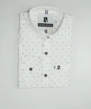 SHIRT0028 Bawa Style Cotton Silk White Arrow Line Full Sleeve Slim Fit Casual Shirts