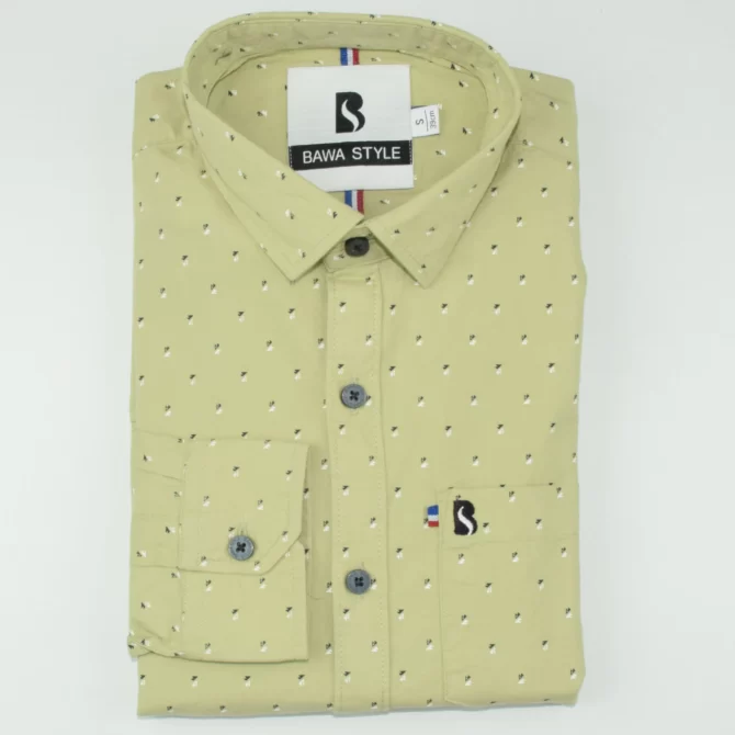 SHIRT0029 Bawa Style Cotton Silk Gray Arrow Line Full Sleeve Slim Fit Casual Shirts