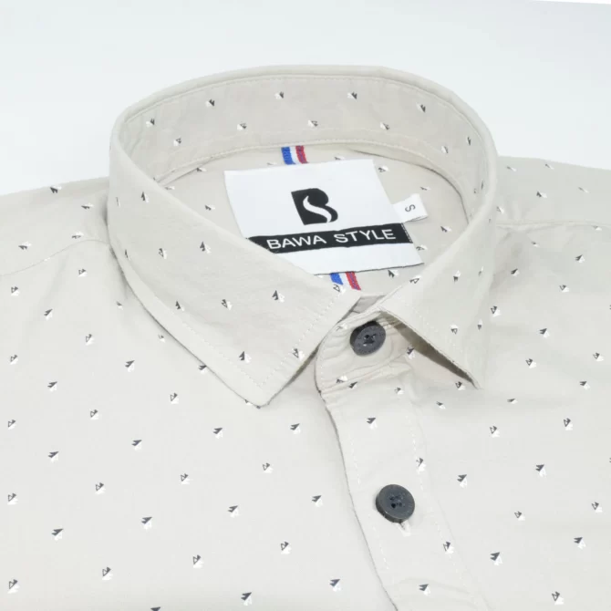 SHIRT0030 Bawa Style Cotton Silk Pista Light Green Arrow Line Full Sleeve Slim Fit Casual Shirts