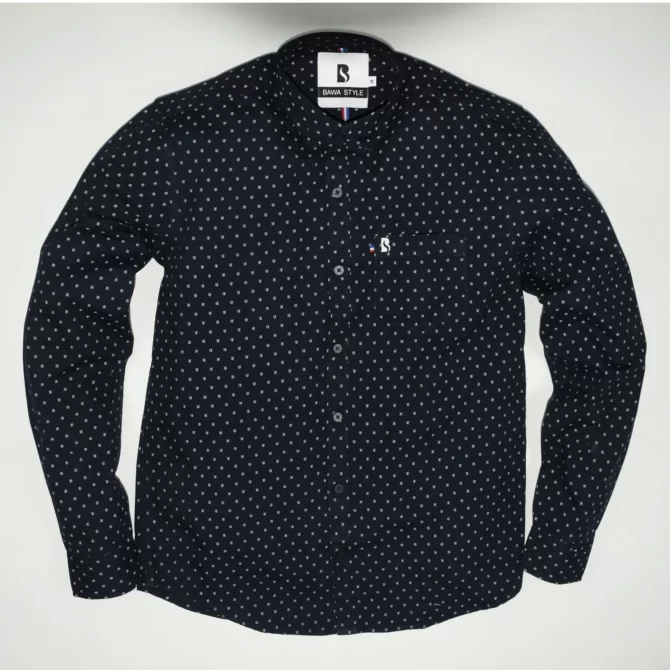 SHIRT0035 Bawa Style Cotton Black Line Boxes Full Sleeve Slim Fit Casual Shirts