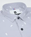 SHIRT0040 Bawa Style Cotton Light Gray Printed Leafs Full Sleeve Slim Fit Casual Shirts