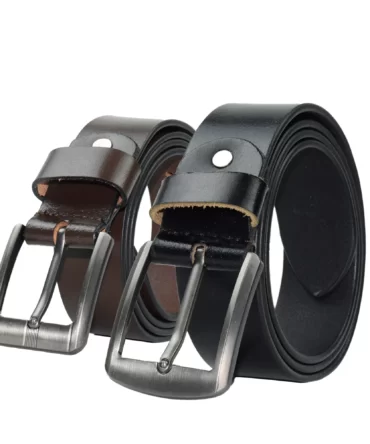 CMB005 Bawa Style Men Black and Brown 40mm Smooth Premium Leather Belt Pack of 2