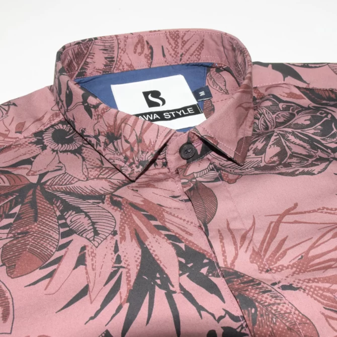 SHIRT0013 Bawa Style Cotton Light Burgundy Half Sleeve Slim Fit Casual Shirts