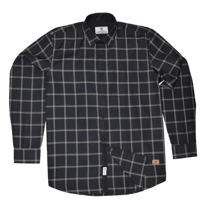 SHIRT0048 Roman Royal Premium Cotton Oxford Black Checks Full Sleeve Slim Fit Casual Shirts
