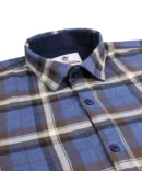 SHIRT0050 Roman Royal Premium Cotton Twill Brown Cream and Light Blue Checks Full Sleeve Slim Fit Casual Shirts