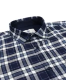 SHIRT0052 Roman Royal Premium Cotton Twill Indigo White Checks Full Sleeve Slim Fit Casual Shirts