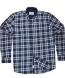 SHIRT0052 Roman Royal Premium Cotton Twill Indigo White Checks Full Sleeve Slim Fit Casual Shirts
