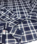 SHIRT0052 Roman Royal Premium Cotton Twill Indigo White Checks Full Sleeve Slim Fit Casual Shirts