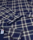 SHIRT0053 Roman Royal Premium Cotton Twill Indigo Creame Checks Full Sleeve Slim Fit Casual Shirts