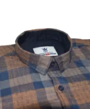 Roman Royal Premium Cotton Oxford Yellow and Dark Blue Checks Full Sleeve Slim Fit Casual Shirts