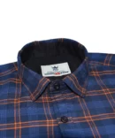 Roman Royal Premium Cotton Twill Light Blue and Orange Checks Full Sleeve Slim Fit Casual Shirts